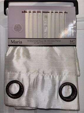 Marika Faux Silk - Copper Detailed Grommet, 2 Window Panel Beige/Ivory 54” X 84”